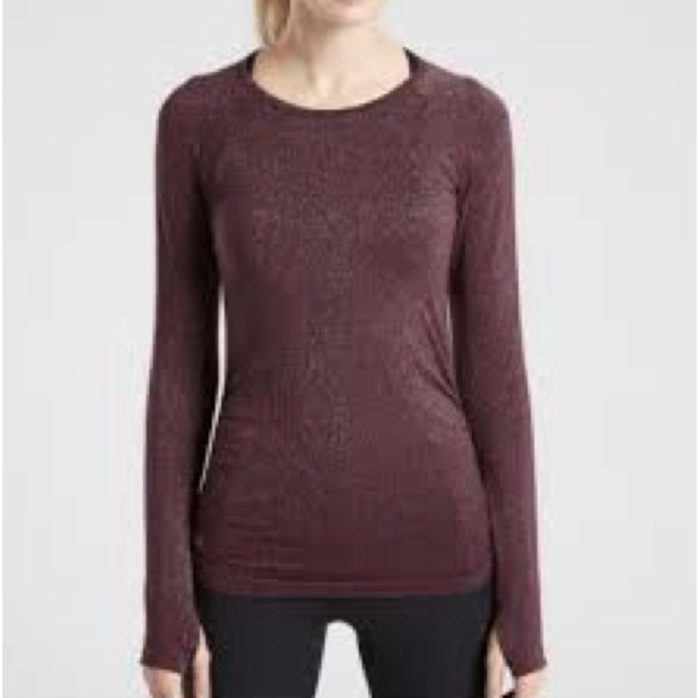 Athleta Speed Light Long Sleeved Burgundy Top Size Small